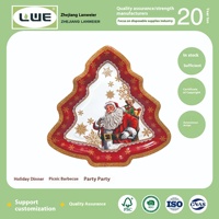 Assiettes en papier de Noël transfrontalières 300g boîtes en métal jetables créatives en forme d'arbre pour la fête du père Noël pour l'affichage de gâteaux aux fruits