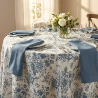 Nappe de table en toile française, motifs personnalisés pour hôtel, mariage, linge de luxe, nappe ronde blanche, serviette de fête de mariage
