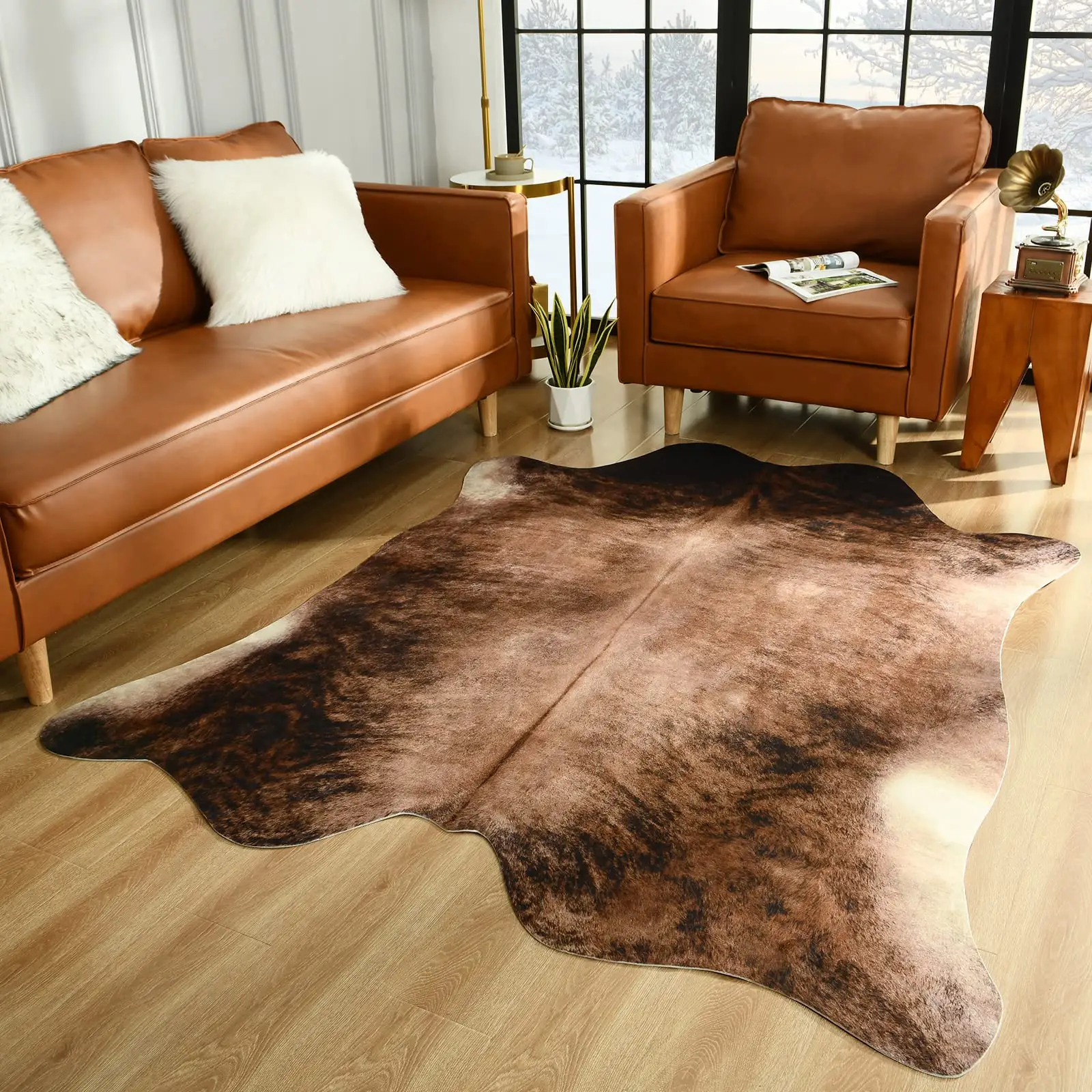 Nature couleur 3d imprimé antidérapant tapis en peau de vache tapis de luxe en peau de vache pour chambre à coucher élégant tapis en fausse peau de vache