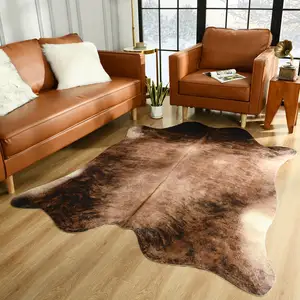 Nature Color 3d Printed Non Slip Cowhide Rugs Luxury Cow Hide Carpets For Bedroom Stylish Faux Cowhide Area Rugs