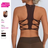 Soutien-gorge de sport pour femme en maille transparente, avec armatures, haute élasticité, résistant aux chocs, couche de base, ajouré, pour le yoga et le fitness