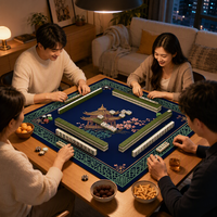 Nappe de Mahjong de Luxe Antidérapante en Microfibre Polyester et Caoutchouc Naturel, Tapis de Jeu Pliable et Portable pour Jeux de Cartes Familiaux