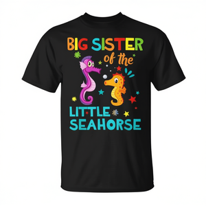 Camiseta Big Sister Of The Little Seahorse, camiseta familiar a juego, regalo de cumpleaños - Product Image 2