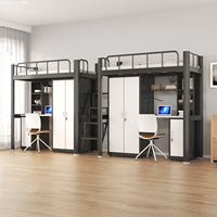 Lit mezzanine en métal sur mesure avec bureau et armoire, lit superposé simple pour dortoir d'étudiants/locaux du personnel, taille et couleur personnalisées