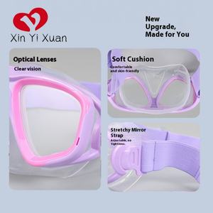 Masque de plongée anti-buée en silicone à double lentille, nouveau modèle, verres en verre trempé de 4,0 mm, vue large à 180 degrés, léger, respiration entièrement sèche - Product Image 4