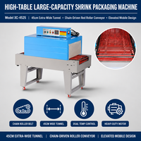 Machine d'emballage sous film rétractable à plateforme haute Xicang XC-4525, convoyeur à chaîne, tunnel de rétraction thermique automatique 8KW pour l'alimentation et les boissons