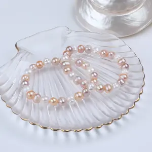 7-8mm rosa echte Süßwasserkartoffel Perlen-Armband Armband für Damen