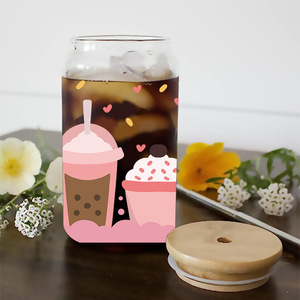 Bouteille en verre ronde ambrée de 16 oz, autocollants de transfert UV DTF pour tasses, motifs tropicaux d'été, autocollants de transfert métalliques Coffee <span class=keywords><strong>Babe</strong></span> - Product Image 4