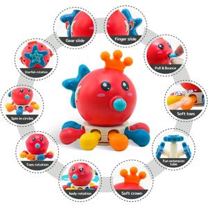 Jouet Montessori pour bébé : Cube sensoriel interactif, poulpe à tirer et à tourner, jouet de dentition, pour développer la motricité <span class=keywords><strong>fine</strong></span> et l'apprentissage des nourrissons - Product Image 4