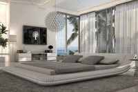 Lit en cuir PU de luxe de haute qualité avec tête de lit incurvée à LED pour chambre à coucher