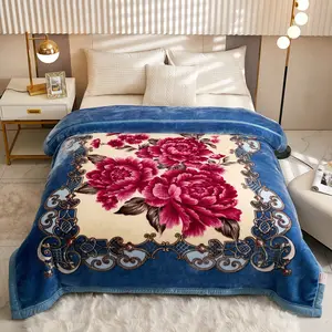 Wholesale 500 GSM Thick Luxury Mink Throw Blanket Korean Raschel Polyester Super Soft Other Borrego Bed Blanket For Winter Bed