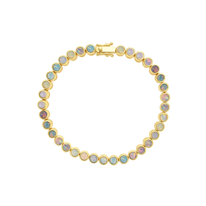 Pulsera de tenis Gemnel con ópalos redondos en ombré pastel, plata de ley 925, joyería fina para regalo de niña, se puede personalizar el color de la piedra - Product Image 2