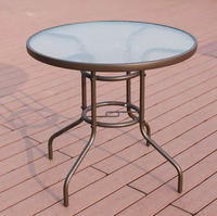 Table ronde en fer moderne et durable pour extérieur, jardin, patio, parc, salle de sport, avec plateau en verre à effet d'eau, résistante aux intempéries, mobilier Aibike
