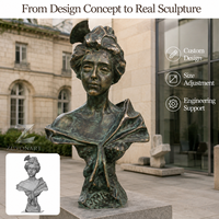 Sculpture de buste féminin en bronze sur mesure, taille réelle, artisanat métallique antique fait main, pour musée, hall d'hôtel, durable, livraison directe d'usine