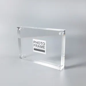 Custom Clear Acrylic Block Magnetic Photo Frame Desktop Double Sided Photo Frame