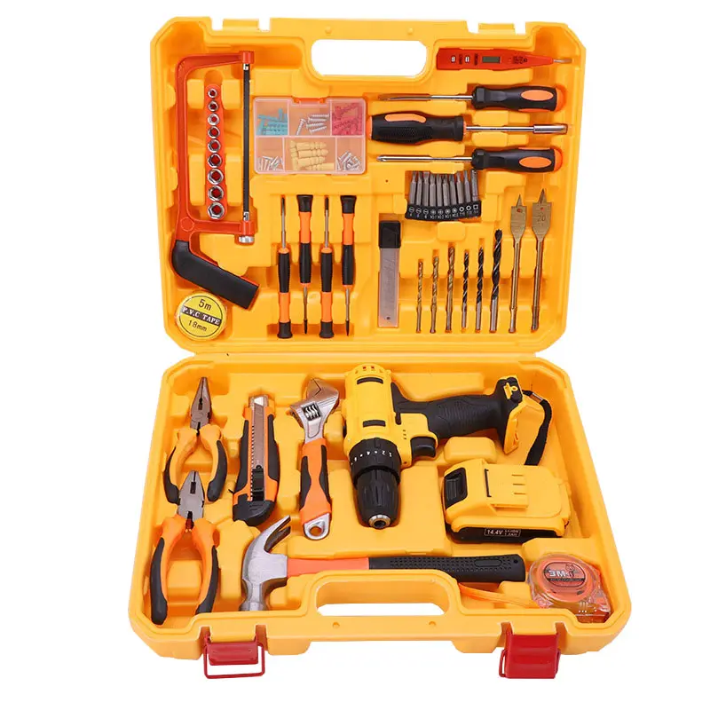 Power Tools Lithium Drill Combination Toolbox Car Repair Toolkit Cordless Electric Screwdriver Tool Box Household Hand Tool Set