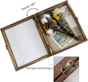 Caja de Madera Vintage con Efecto de Sombra |   Vitrina con Cierre para Exhibición de Flores Secas/Especímenes |   OEM Personalizado para Decoración del Hogar y Regalos - Product Image 4