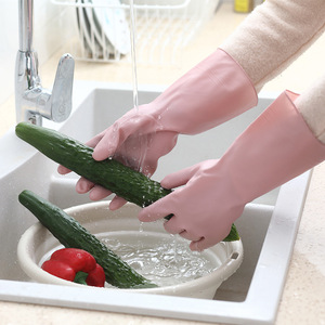 Waterproof Rubber Latex Dishwashing <b>Gloves</b> <b>Thin</b> 10 Inch Solid Color For Kitchen Cleaning - Product Image 2