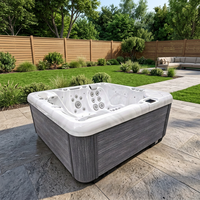 Bain à remous autoportant moderne en acrylique avec 2 baignoires de relaxation et fonction de massage, design écologique pour une immersion relaxante