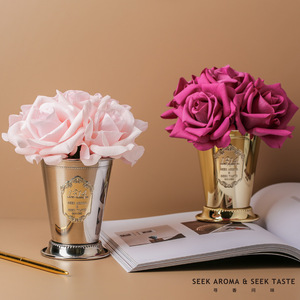 Difusor de Aroma con Rosa Preservada Heshes, Florero Dorado, Aroma Duradero, Decoración para el Hogar y el Dormitorio, Regalo - Product Image 4
