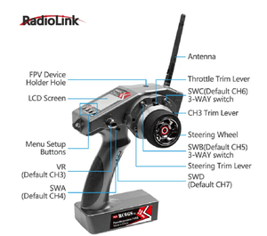 Radio Radiolink RC6GS V3 2.4G de 7 Canales de Plástico con Giroscopio R7FG para Autos y Barcos RC - Product Image 3