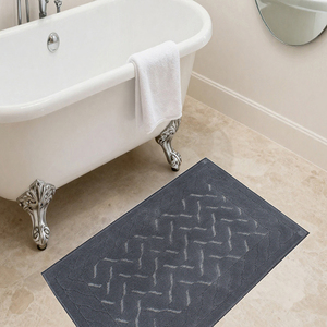 Alfombra de baño y tapete Agatta gris oscuro de 60x100cm, de algodón jacquard, premium, suave, altamente absorbente, lavable, hecho en Turquía. - Product Image 1