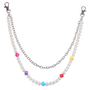 Cadena de cintura de perlas de imitación de doble capa, estilo Hip Hop, diseño geométrico, para uso diario. - Product Image 5