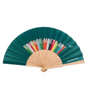 Éventail pliant portable en bambou de style chinois avec logo personnalisé, idéal pour mariages et événements, en bois, papier et tissu - Product Image 5