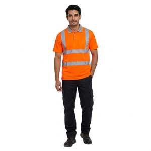 เสื้อโปโลสะท้อนแสงสีเหลืองส้มสำหรับงานอุตสาหกรรม แบบขายส่ง ปรับแต่งได้ตามต้องการ พร้อมโลโก้แบบกำหนดเองได้ ระดับ Class 2 - Product Image 1