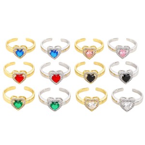 Anillo de Cobre al por Mayor, Anillo de Amor Explosivo, Moda de Cristal, Simple, Corazón de Durazno, Verde, Rojo, Zafiro, Circonita, <span class=keywords><strong>Oro</strong></span> - Product Image 1