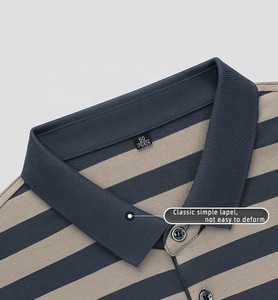 Chemises en Piqué à Col Bungle Personnalisé Tissu Tricoté Rayé à Séchage Rapide Chemise Brodée à Manches Courtes XL Haut Bouton pour Hommes - Product Image 3