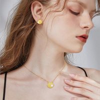 18K Plaqué Or Perle Shell Design Collier Bijoux argent 925 Perle Shell Colliers Boucles D'oreilles Pour Femmes ensembles de bijoux