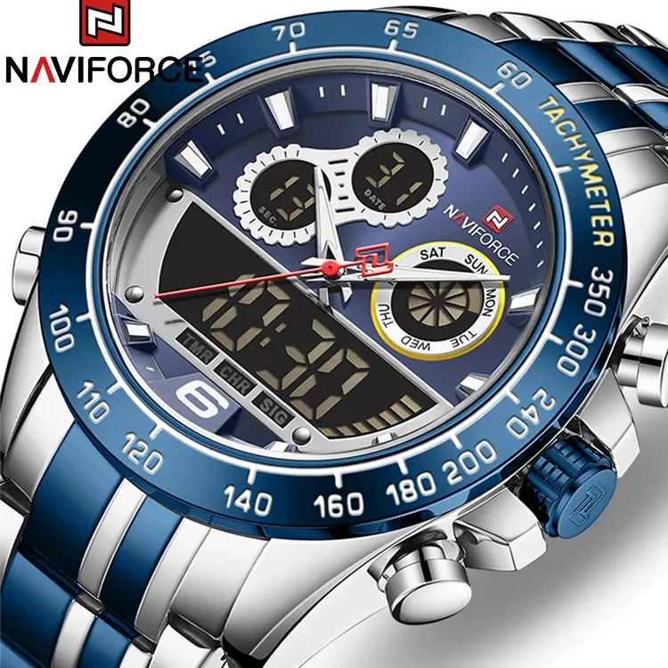 NAVIFORCE 9188 LED Watches Men Sports Men's Quartz Wrist Watches Waterproof Stainless Steel Date Relogio Masculino naviforce