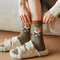 Chaussettes mi-mollet épaisses en tissu éponge pour femmes, style japonais mignon, automne/hiver