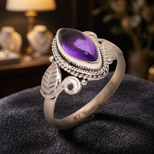 Anillos de Amatista Natural de Buena Calidad, Hechos a Mano, Plata de Ley 925, Anillos de Piedras Preciosas para Mujeres y Niñas, Anillo Clásico de Plata de Ley 925 - Product Image 1
