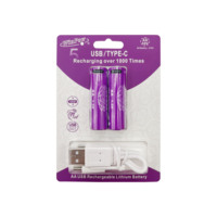 Batería de Litio AA de 1.5V y 2000mWh, Recargable 1000 Veces, USB C, para Relojes de Pared, Linternas y Electrónica del Hogar