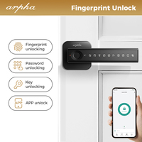 Serrure de porte intelligente Arpha D228 électronique avec application Tuya, connexion Bluetooth, mot de passe, clé, empreinte digitale, déverrouillage intelligent