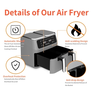 Nueva Freidora de Aire de Doble Cesta de 8L y 9L con Dos Zonas de Cocción y Control Separado, Zona de Horno Mate, Freidora de Aire de Doble Compartimento - Product Image 2