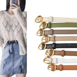 เข็มขัดหนังวัวแท้สำหรับผู้หญิง หัวเข็มขัดโลหะผสม สีพื้น ทนทาน ดีไซน์แบบขึ้นรูปชิ้นเดียว - Product Image 1