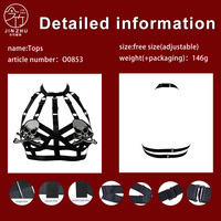 Bra Jaring Bordir Tengkorak Gothic Grosir, Halter Neck Bandage Harness, Tali Pinggang Silang, untuk Pesta Klub Malam Wanita