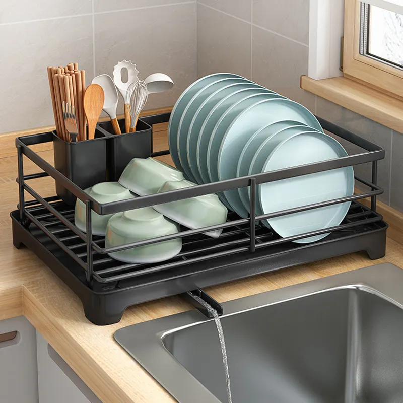 2023 Metal sink dish drying rack kitchen organize holder Tableware plate rack