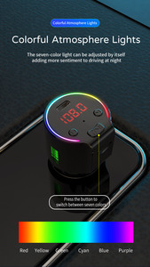 Nuovo G61 Caricabatterie Auto USB Type-C QC3.0 con Retroilluminazione RGB, Kit Auto con Trasmettitore FM Bluetooth 5.4 Wireless e Lettore <span class=keywords><strong>MP3</strong></span> - Product Image 5