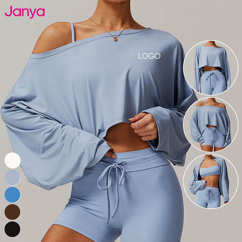 Sportswear Off The Shoulder Workout Top Surpplex] Athena Off