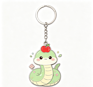 Lindo Llavero de Metal con Serpiente Verde, Colgante de Dibujos Animados, Amuleto de Manzana, Adorno para Bolso, Regalo - Product Image 1