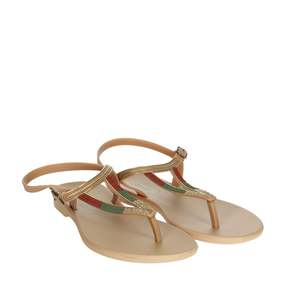 Sandalo piatto da donna Grendha 17873 beige con cinturino a T e dettagli ricamati - Product Image 5