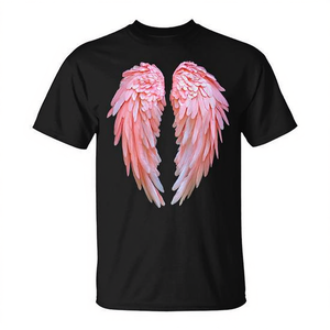T-shirt graphique Angel Wings noir pour hommes, col rond, manches courtes, impression numérique, taille moyenne - Product Image 2