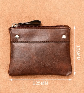 Offre Spéciale unisexe Vintage PU cuir Long portefeuille avec fermeture éclair Logo personnalisable pour hommes femmes court portefeuille Mini argent stockage de pièces - Product Image 4