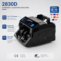 Compteuse de billets compacte 2830D avec détection CIS unique, machine de comptage de billets mixtes 8-10 devises, trieuse de billets haute vitesse