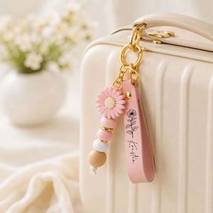 Porte-clés en perles Daisy pour femmes, porte-clés personnalisé avec nom, charme esthétique pour sac, accessoires pour sac à dos - Product Image 3