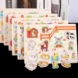 Puzzle en bois 3d pour enfants, mini hexagones magnétique, nom <span class=keywords><strong>d</strong></span>'animaux, artisanat de fruits, amour, Montessori - Product Image 3